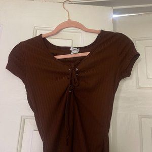 rue 21 drawstring top size xs color brown